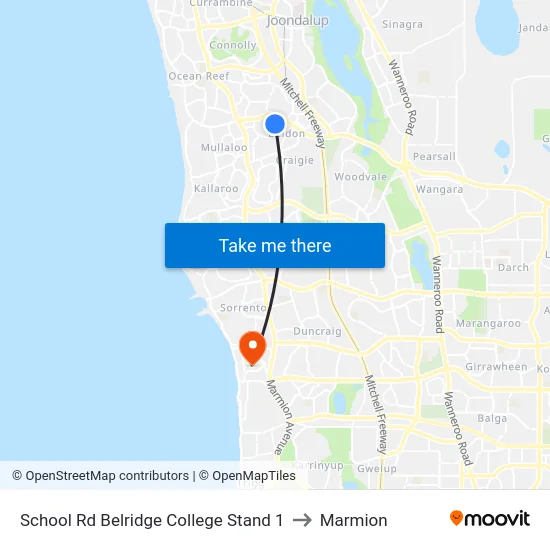 School Rd Belridge College Stand 1 to Marmion map