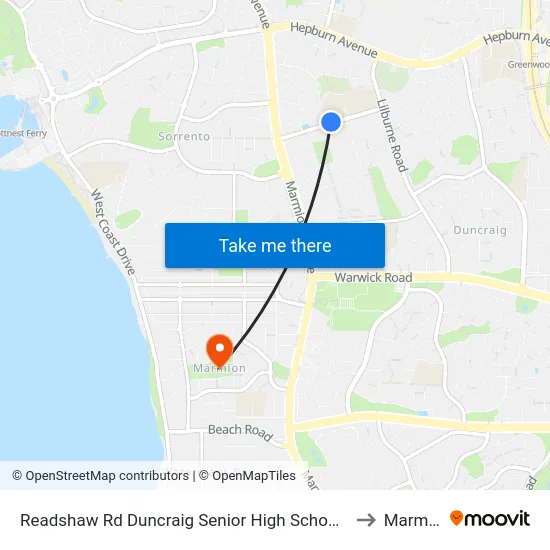 Readshaw Rd Duncraig Senior High School Stand 4 to Marmion map