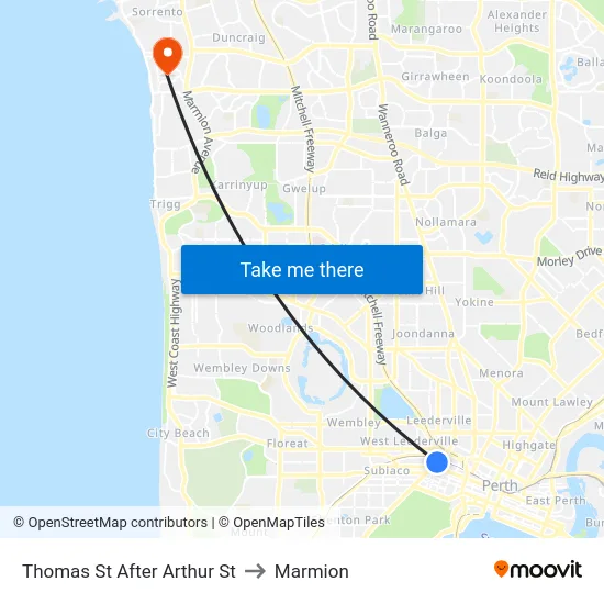Thomas St After Arthur St to Marmion map