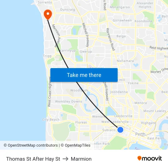 Thomas St After Hay St to Marmion map