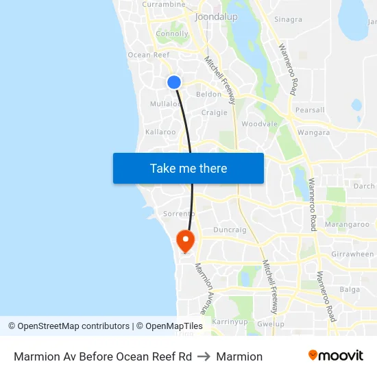 Marmion Av Before Ocean Reef Rd to Marmion map