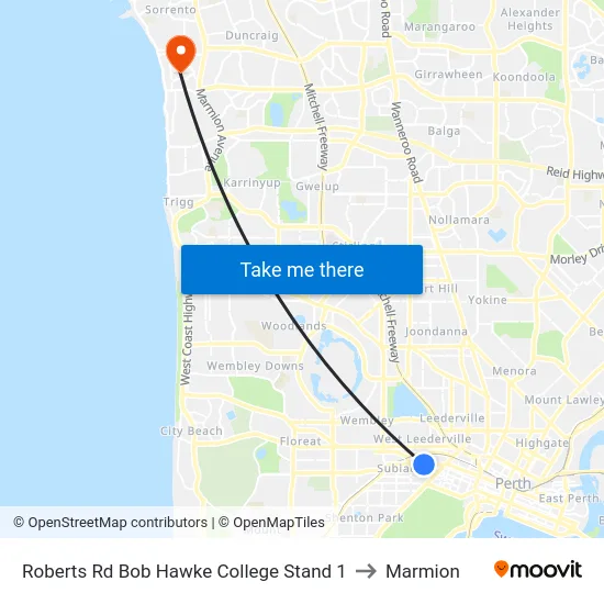 Roberts Rd Bob Hawke College Stand 1 to Marmion map