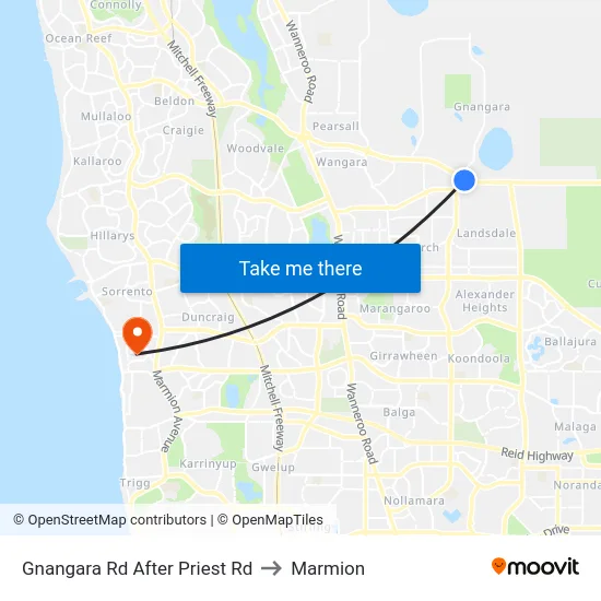 Gnangara Rd After Priest Rd to Marmion map