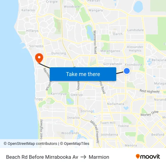 Beach Rd Before Mirrabooka Av to Marmion map