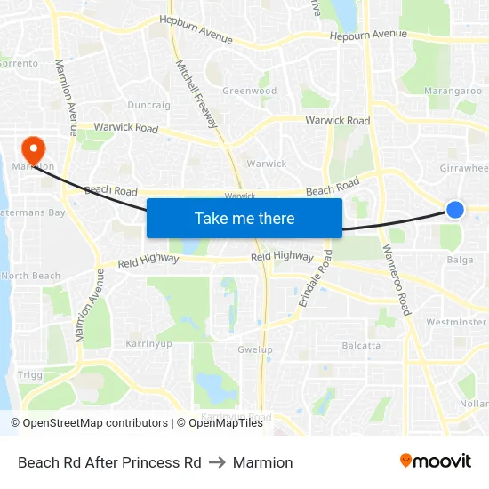 Beach Rd After Princess Rd to Marmion map