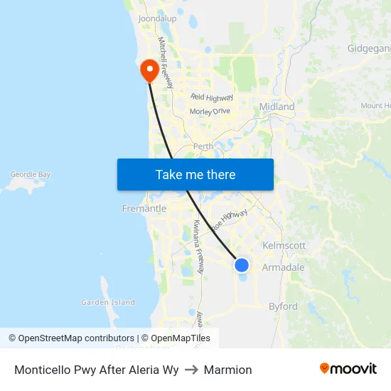 Monticello Pwy After Aleria Wy to Marmion map