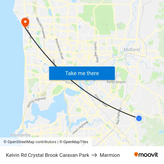 Kelvin Rd Crystal Brook Caravan Park to Marmion map