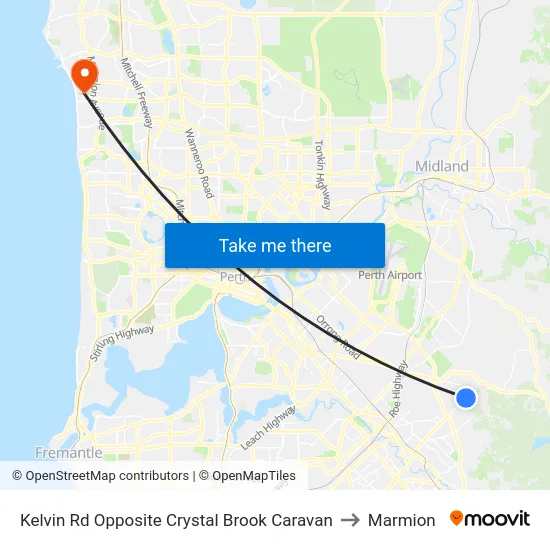 Kelvin Rd Opposite Crystal Brook Caravan to Marmion map