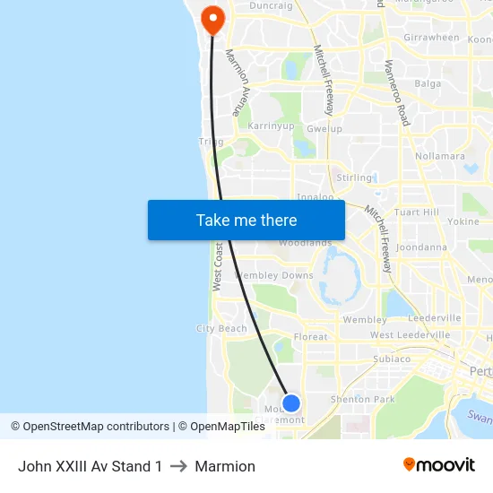 John XXIII Av Stand 1 to Marmion map