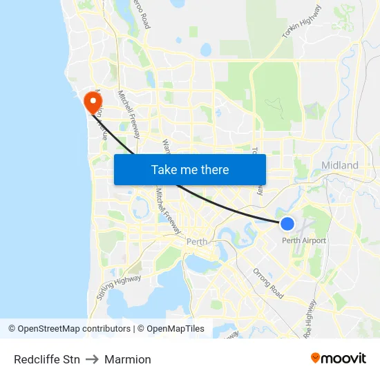 Redcliffe Stn to Marmion map