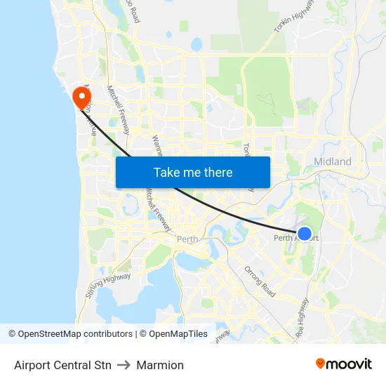 Airport Central Stn to Marmion map