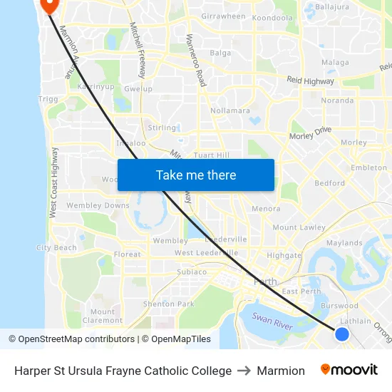 Harper St Ursula Frayne Catholic College to Marmion map