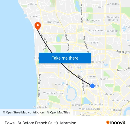 Powell St Before French St to Marmion map