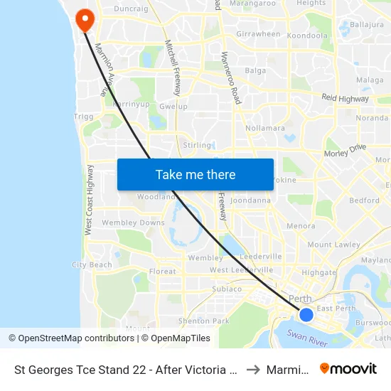 St Georges Tce Stand 22 - After Victoria Av to Marmion map