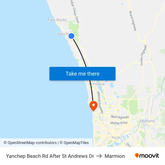 Yanchep Beach Rd After St Andrews Dr to Marmion map