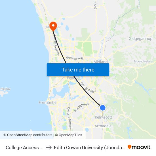 College Access Stand 5 to Edith Cowan University (Joondalup Campus) map