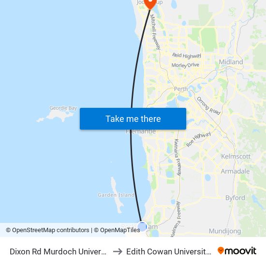 Dixon Rd Murdoch University Rockingham Campus to Edith Cowan University (Joondalup Campus) map