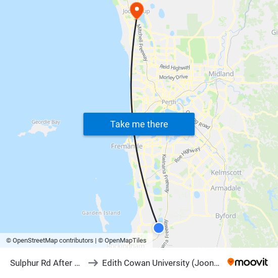 Sulphur Rd After Durrant Av to Edith Cowan University (Joondalup Campus) map