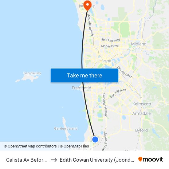 Calista Av Before Gale Ct to Edith Cowan University (Joondalup Campus) map