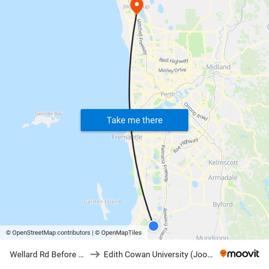 Wellard Rd Before Parmelia Av to Edith Cowan University (Joondalup Campus) map