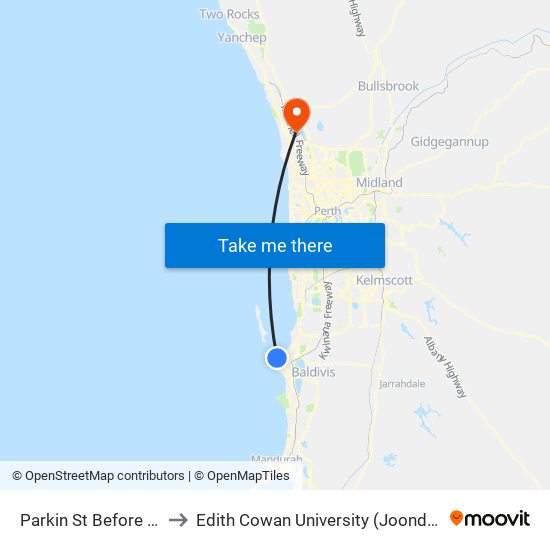 Parkin St Before Fisher St to Edith Cowan University (Joondalup Campus) map