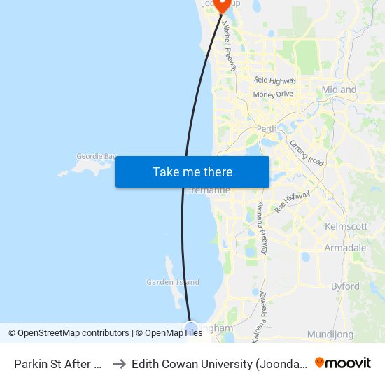 Parkin St After Vista Av to Edith Cowan University (Joondalup Campus) map