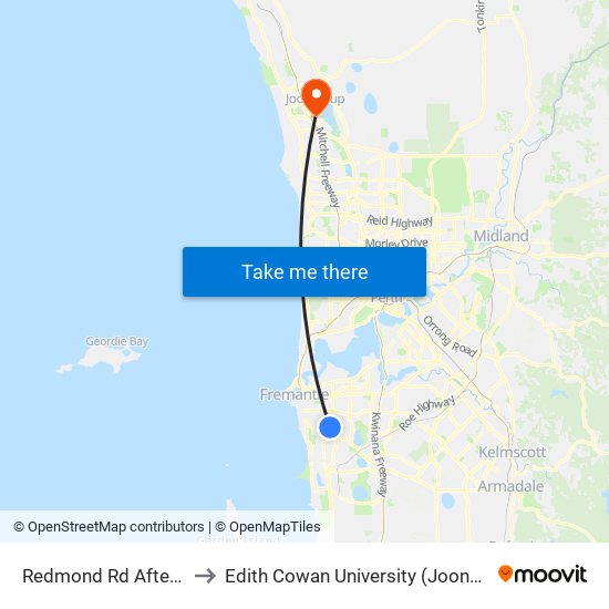 Redmond Rd After Hillier Cr to Edith Cowan University (Joondalup Campus) map