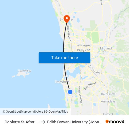 Doolette St After Freeth Rd to Edith Cowan University (Joondalup Campus) map