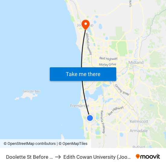 Doolette St Before Dubove Rd to Edith Cowan University (Joondalup Campus) map