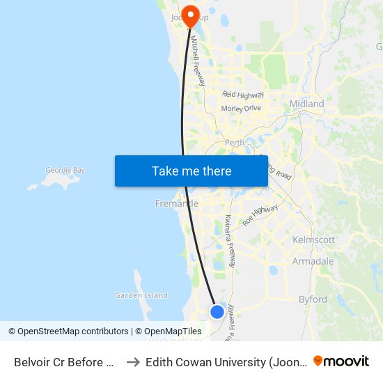 Belvoir Cr Before Holyrood Cl to Edith Cowan University (Joondalup Campus) map