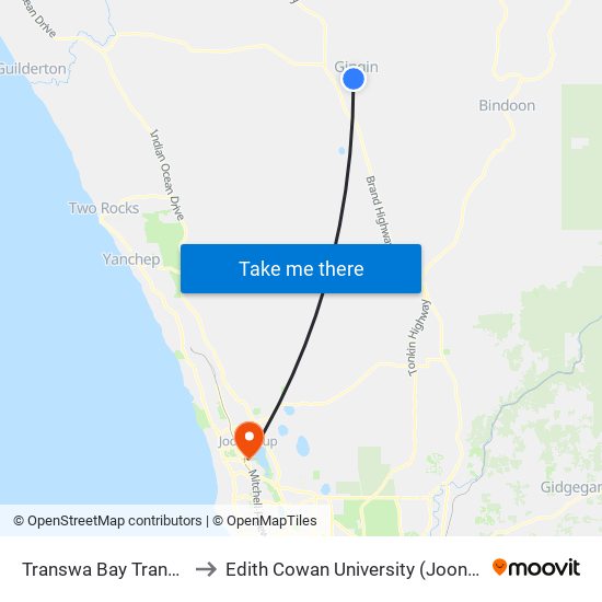Transwa Bay Transwa Gingin to Edith Cowan University (Joondalup Campus) map