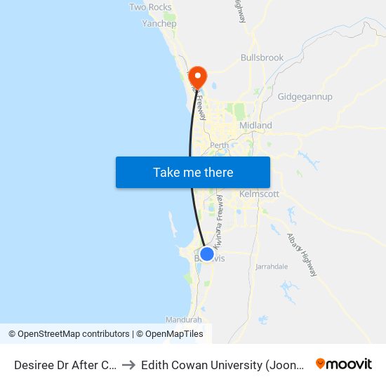 Desiree Dr After Chilvers St to Edith Cowan University (Joondalup Campus) map