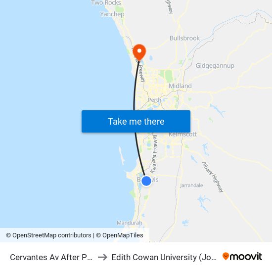 Cervantes Av After Pemberton Bvd to Edith Cowan University (Joondalup Campus) map