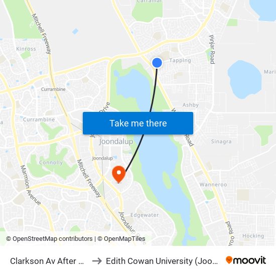 Clarkson Av  After Maryland Dr to Edith Cowan University (Joondalup Campus) map