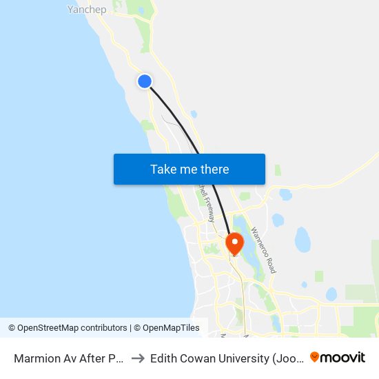 Marmion Av After Picasso Prom to Edith Cowan University (Joondalup Campus) map