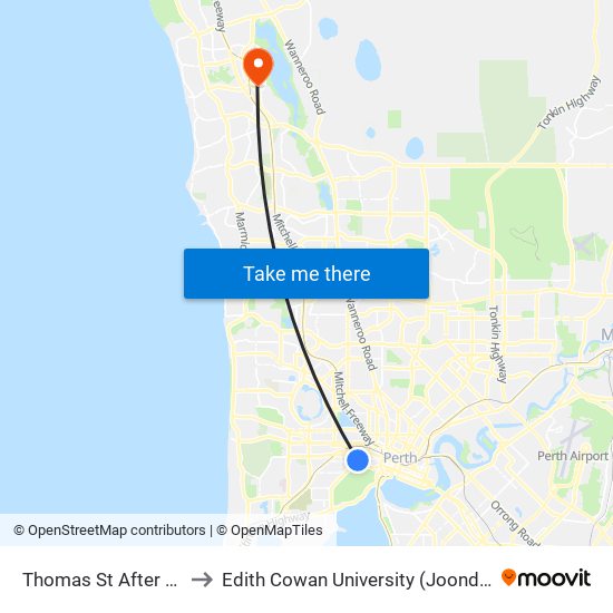 Thomas St After Rheola St to Edith Cowan University (Joondalup Campus) map