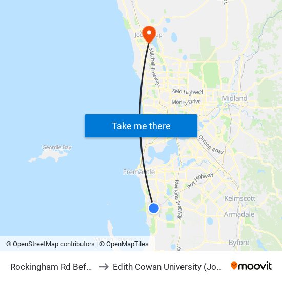 Rockingham Rd Before Mayor Rd to Edith Cowan University (Joondalup Campus) map