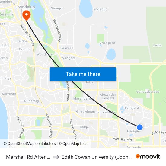 Marshall Rd After Bellefin Dr to Edith Cowan University (Joondalup Campus) map