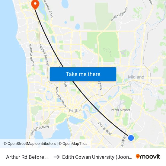 Arthur Rd Before Kalari Drive to Edith Cowan University (Joondalup Campus) map