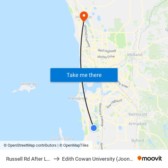 Russell Rd After Lorimer Rd to Edith Cowan University (Joondalup Campus) map