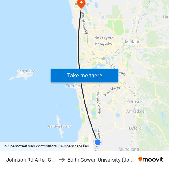 Johnson Rd After Gemstone Pde to Edith Cowan University (Joondalup Campus) map