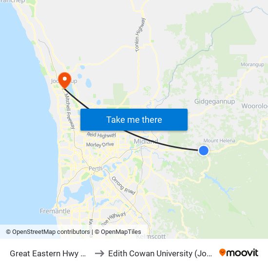 Great Eastern Hwy After Nichol St to Edith Cowan University (Joondalup Campus) map