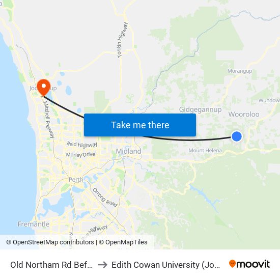 Old Northam Rd Before Haigh Rd to Edith Cowan University (Joondalup Campus) map