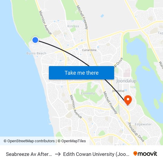 Seabreeze Av After Burleigh Dr to Edith Cowan University (Joondalup Campus) map