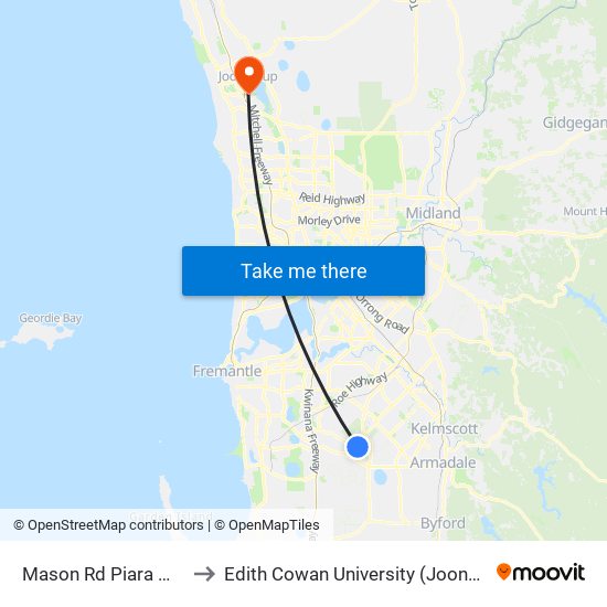 Mason Rd Piara Waters Shs to Edith Cowan University (Joondalup Campus) map