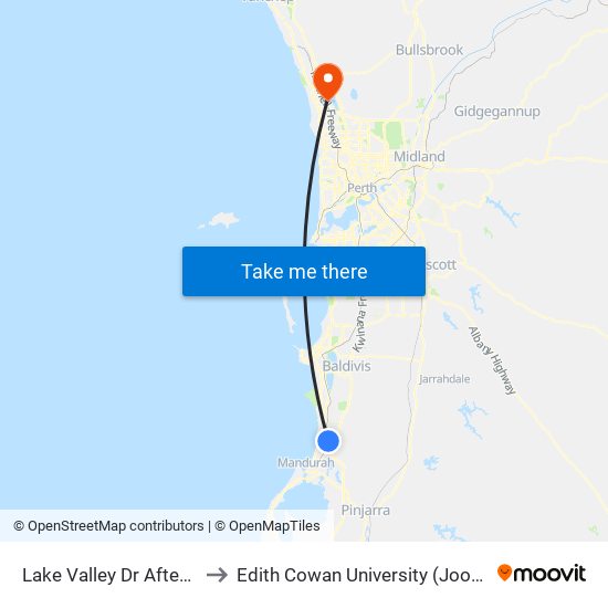 Lake Valley Dr After Belah Lane to Edith Cowan University (Joondalup Campus) map