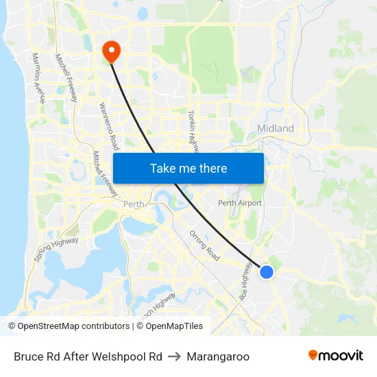 Bruce Rd After Welshpool Rd to Marangaroo map