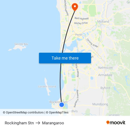 Rockingham Stn to Marangaroo map