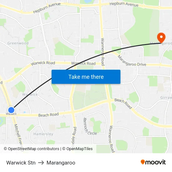 Warwick Stn to Marangaroo map