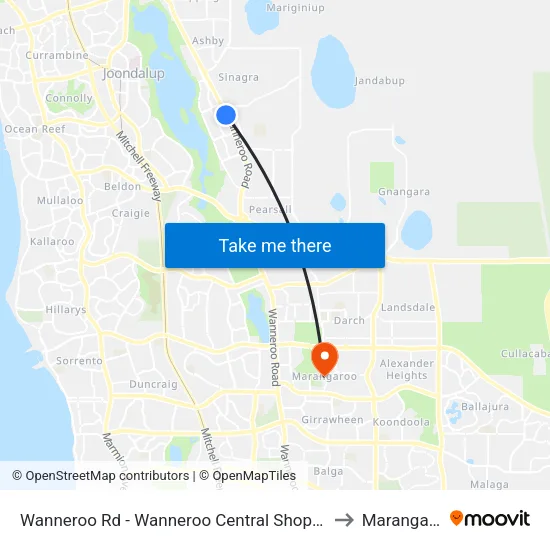 Wanneroo Rd - Wanneroo Central Shopping Ctr to Marangaroo map